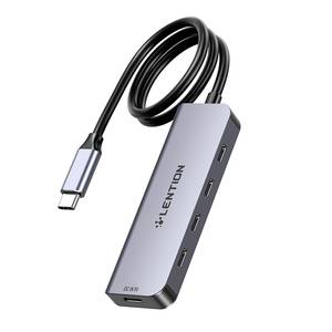 Lention 5in1 Hub USB-C til 4x USB-C 5Gbps + USB-C 5V-IN 15W (grå).