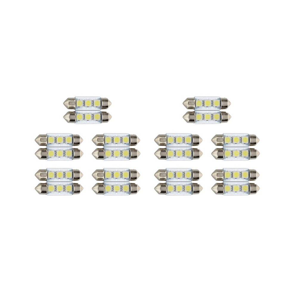 20x C5W 3 LED SMD 5050 36mm Xenon White Bulb Plate Shuttle Festoons Dome Ceiling Lamp Car Light
