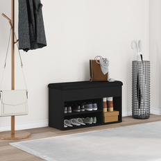 vidaXL Opbevaringsbænk Sort Egetræ 80x30x45 cm Ingeniørtræ