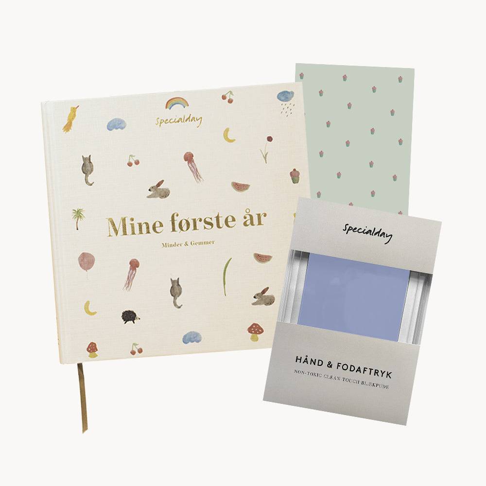barnets bog, aftryk & kort - blå / koral / blomster