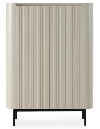 WILLA Vitrineskab med 2 skabe i metal og MDF H140 x B100 x D40 cm - Sort/Creme