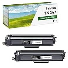 Veson TN247 TN-247BK tonerkassett kompatibel med Brother TN-243CMYK TN-243 TN243 TN-247 för Toner Brother MFC-L3750CDW MFC-L3770CDW MFC-L3710CW för DCP-L3550CDW DCP-L3510CDW HL-L3210CW (2 svart)