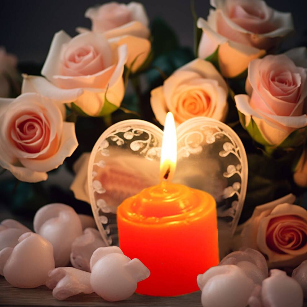 Hvide, flydende fyrfadslys til Valentinsdag, 12 stk.