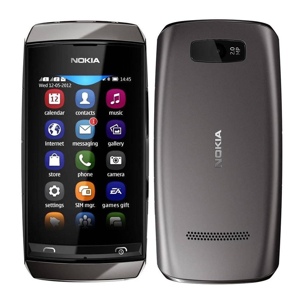 Renoverad Nokia Original Nokia Asha 305 Dual SIM Olåst Funktionstelefon Mobiltelefon No charger svart