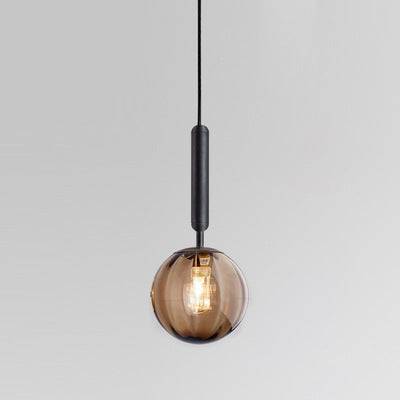 Glass Small Droplight Restaurant Bar Cafe Model Room Bedroom Bedside Lamp - 12W Tricolor / Amber Lampshade Black / 220v