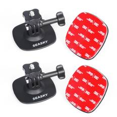 SEASKY [2 Stück A1 Flexible Klebehalterung Kit Helmbasis für Insta360 X4 X3 X2 One X RS für GoPro Max 360 Panorama-Kamera Hero 12/11/10/9/8 Sportkamera-Zubehör für alle flachen, gebogenen Oberflächen