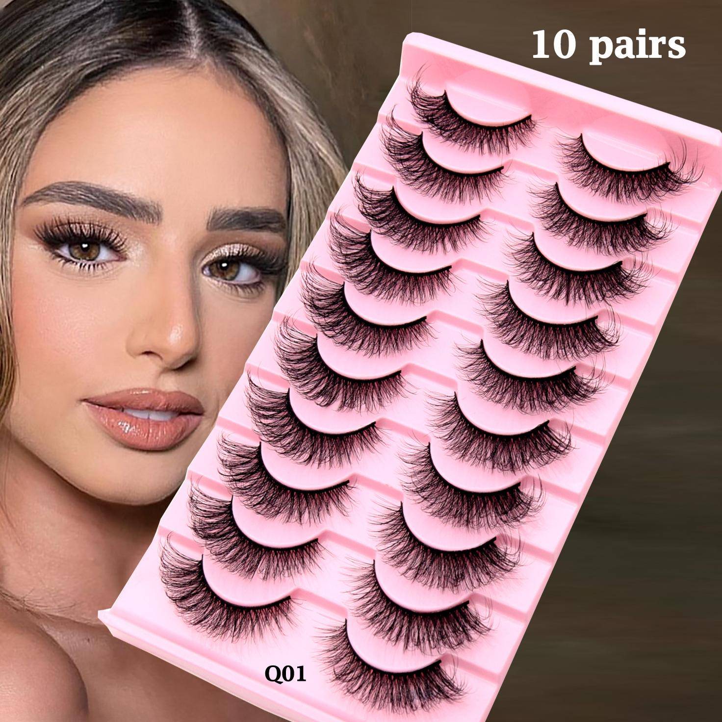 10 par ögonfransar Naturliga Långa 3D Mink Fransar Fluffig Volym Mink Lösögonfransar Cruelty Free Wispy Lashes Makeup
