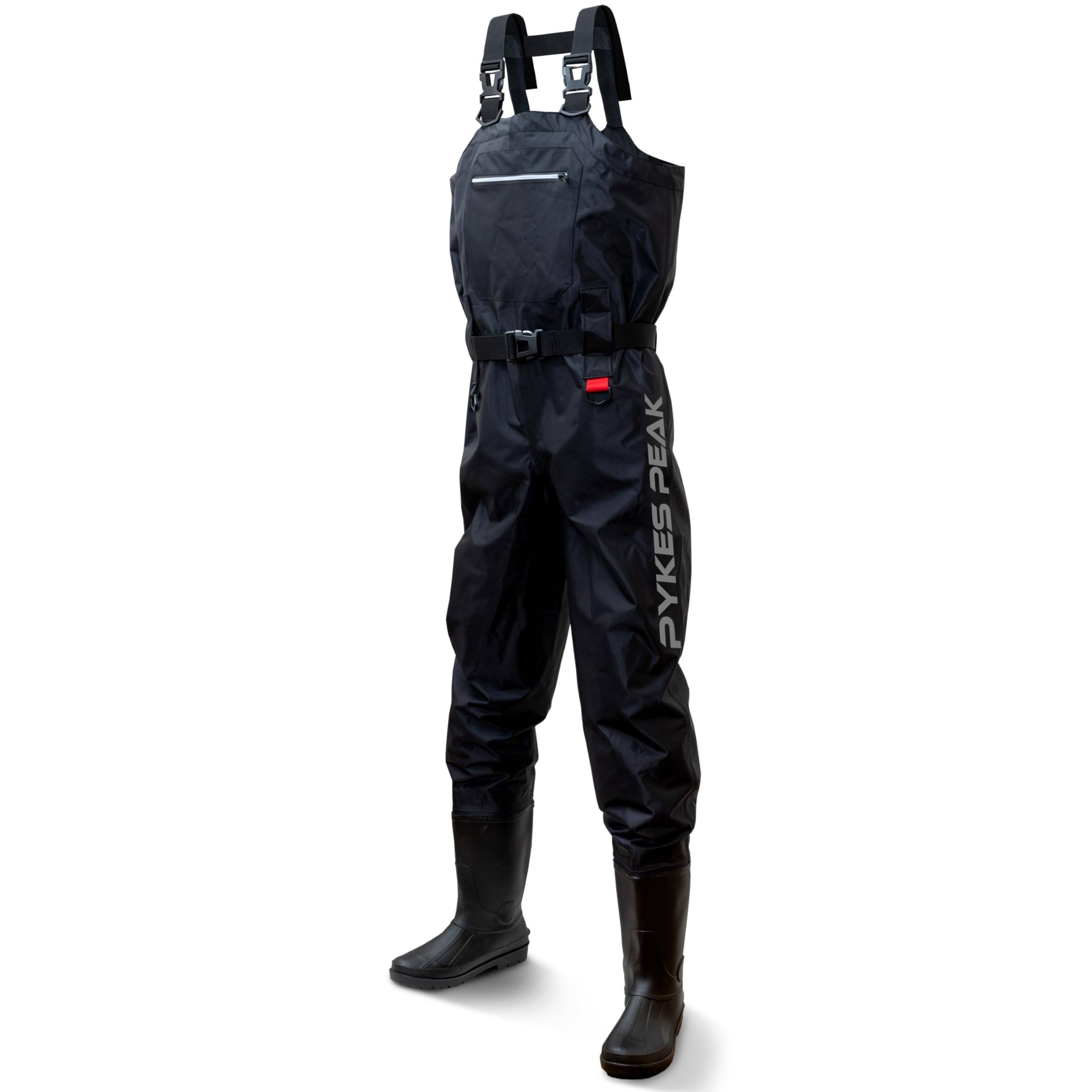PYKES PEAK Waders for Radial and Available in Two Fully and Interior Fishing, Sole, Chest-High, Surf, Styles, Waterproof, Nylon, Non-Stick svart