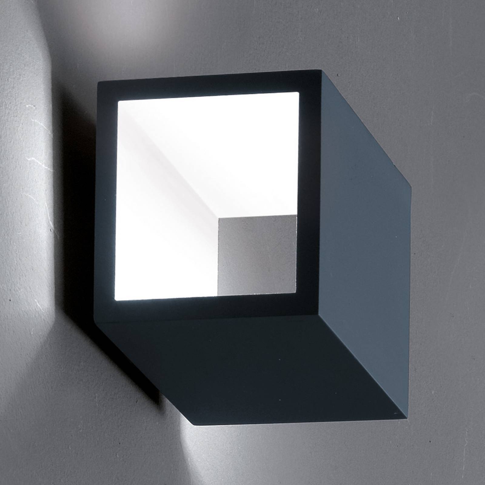 ICONE LED væglampe CUBÒ, dæmpbar, Sort, Stue/spisestue, Aluminium, Design