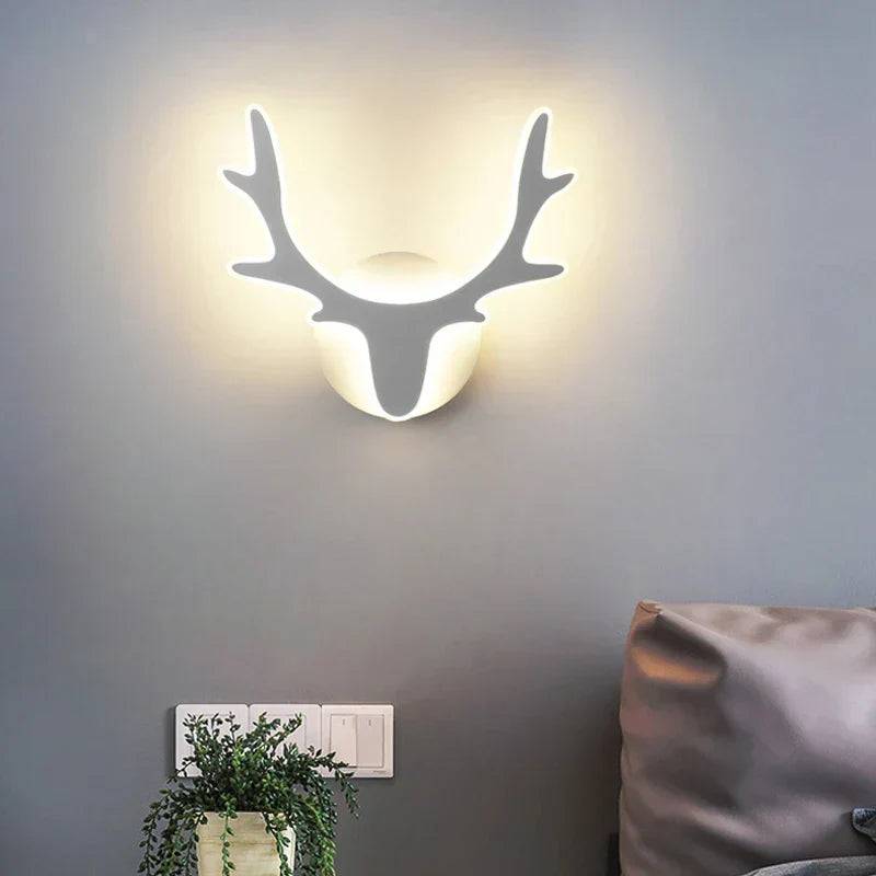 LuminousDream – Modern LED Vägglampa för Atmosfär - Schijf Hertenkop Wit / Trikolor Ljus