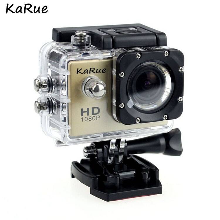 Karue actionkamera 2.0 " 90d undervattens vattentät hjälm cam kamera sport cam 720p 12mp upplösning 30m vattentät - Guld- / standard--