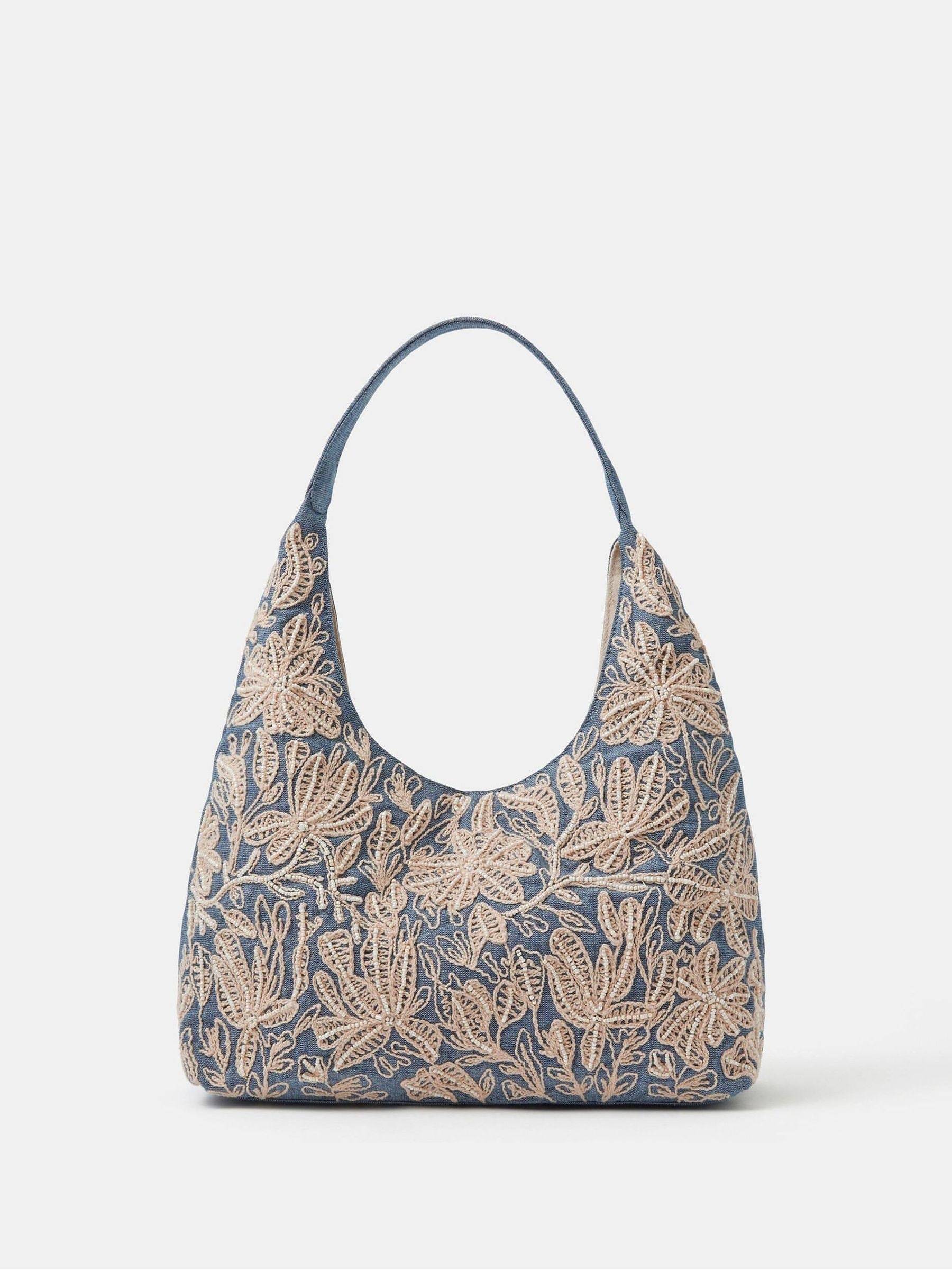 Accessorize Accessorize Blue Embroidered Denim Shoulder Bag