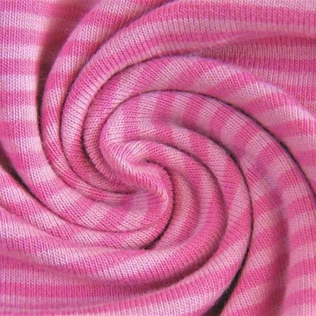 Bomuldsjersey m/smalle striber, Lyserød/pink.