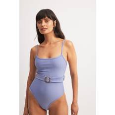 NA-KD Belted Swimsuit - Badedragter - Blå - Small - NA-KD / NAKD