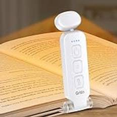 Gritin LED Läslampa Uppladdningsbar, Boklampa med Klämma på Bok, 3 Ögonskyddslägen (Blandat/Vitt/Bärnsten) & 5 Ljusstyrka, Flexibel Mini Bokljus för Läsning i Sängen, Bokälskare