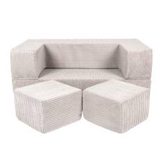 MeowBaby® Modulær Velour Cube Sofa – Ecru