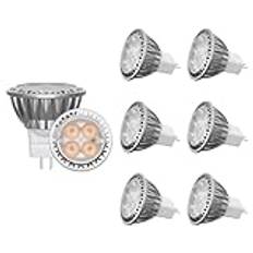 GU4 LED-lampor Varmvit Aluminium Plast 2700K MR11 Led-lampa 6 Pack,12V 250lm MR11 LED 3W Byt ut 35W Halogenekvivalent Ej dimbar,Glödlampa Spotlight för utomhuslandskapsspårbelysning