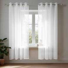 Deconovo Uppsättning av 2 öljettgardiner transparent gardin voile gardin voile 183 x 140 cm vit
