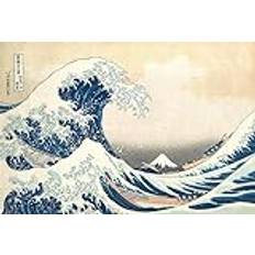 YOGEON Hokusai – The Great Wave of Kanagawa unika 1 000 bitar pussel för vuxna konstverk pussel familjespel (Great Wave 35 x 25 cm 1000 P)