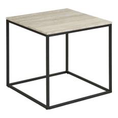 House Nordic Vita hjørnebord – Travertin look med sort stel – Ø45×H45 cm