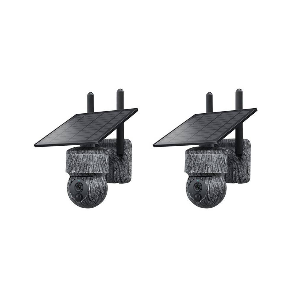 2X 3MP 4G SIM Solar PTZ Camera WIFI Outdoor Wireless IP Cameras with Solar Panel Two Way Audio Security CCTV Camera(C)