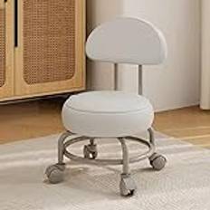 ESGT Low Height Rolling Stool with Back, Low Roller Seat Stool,Low Rolling Stool with 360° Wheels for Home Office Men Wemen Girl Shop Salon Kitchen Garage (White One Size)