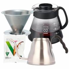 Hario Filterbryg Sæt Inkl. V60 Kettle Buono 100 1 L, Dripper 2 Kop, V60 Server & Filtre