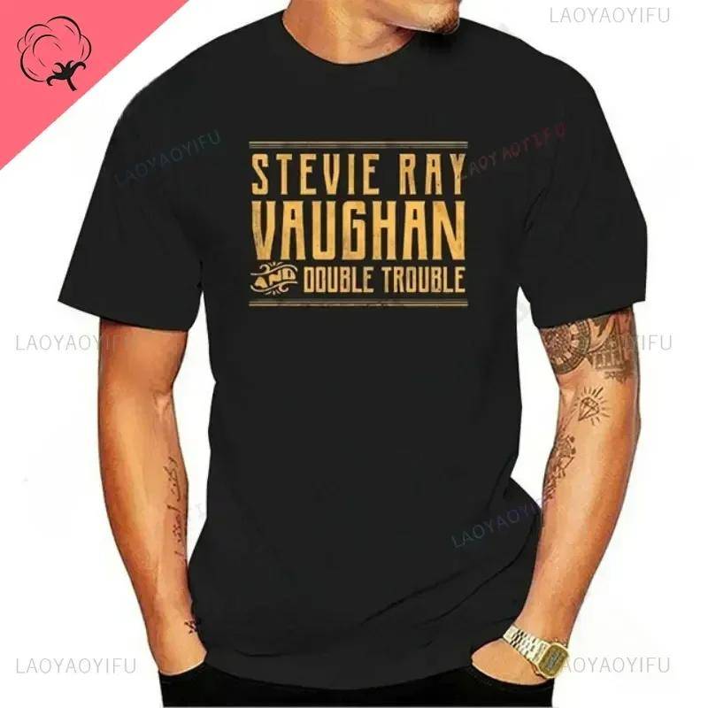 Man Kvinna T-shirt Stevie Ray Vaughan Gitarr Blues Rock SRV Unisex O-hals Mode Grafiska T-shirts Män Streetwear Kläder#Färg cm white