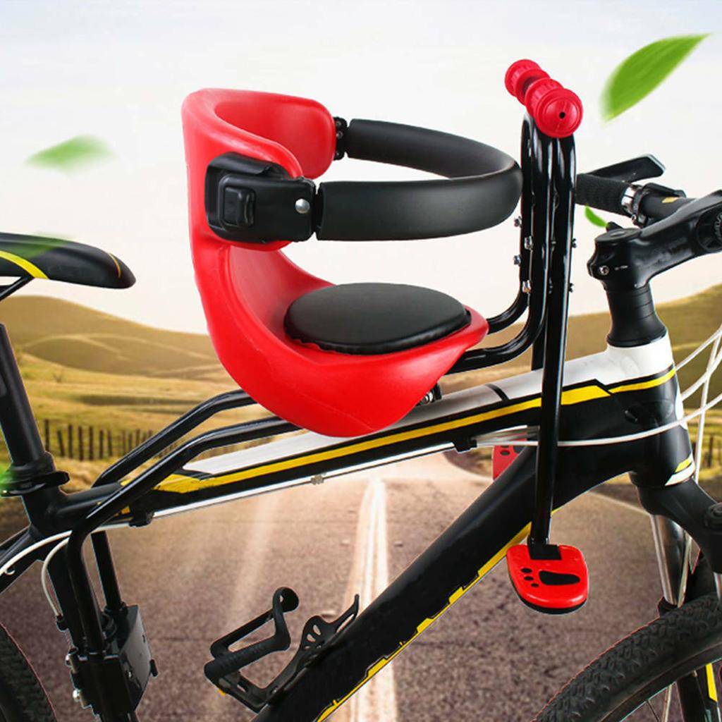 Bicycle kids Child Front Mount Seat Safety Carrier with Guardrail Foot Pedal