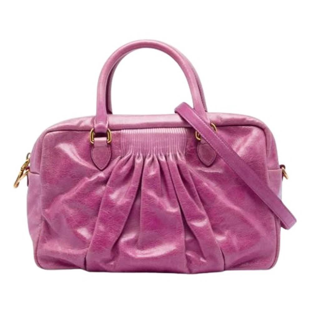 Miu Miu Pre-owned Pre-owned Læder Skuldertaske - Vintage - Dame - Lyserød - ONE SIZE - Uld