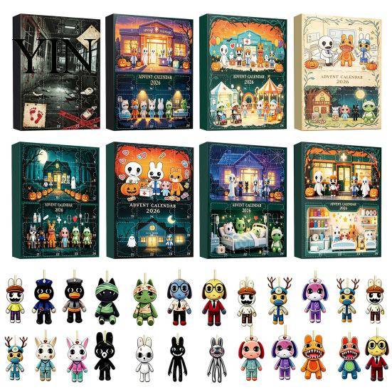 Skräckdjursjukhus Adventskalender Halloween 2026, 24 Dagars Överraskningsnedräkning med Pussel Mystery Set Akrylpynt, Samlarfigurer cm