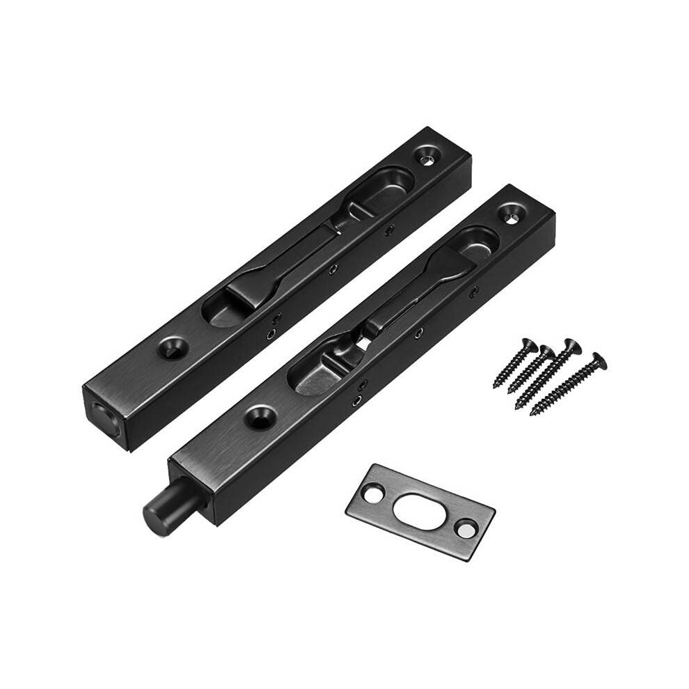 2Pcs 6 Inch Door Bolts -Stainless Steel Concealed Security French Door Locks with Hardwares, Metal Flush Bolts