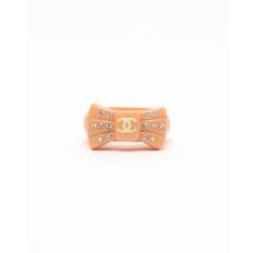 CHANEL Coco Mark Ribbon Rhinestone Ring - Pink