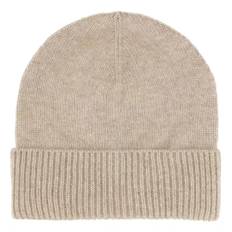 Cashmere hue med rib kant i lys beige