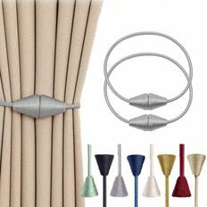 Magnetiska konformade gardinband (set om 1/2/4/6), elegant vävd design i europeisk stil, enkla gardinhållare, perfekt för hem- och kontorsinredning, k - Grå