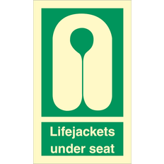 Emergency sign - Lifejackets under seat