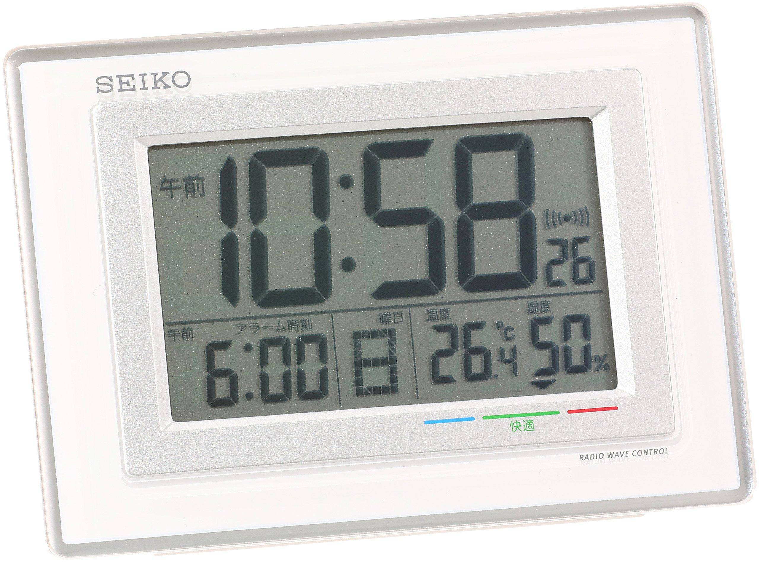 Seiko Clock Alarm Clock Radio Digital Calendar Comfort Temperature Humidity Display White SQ686W SEIKO