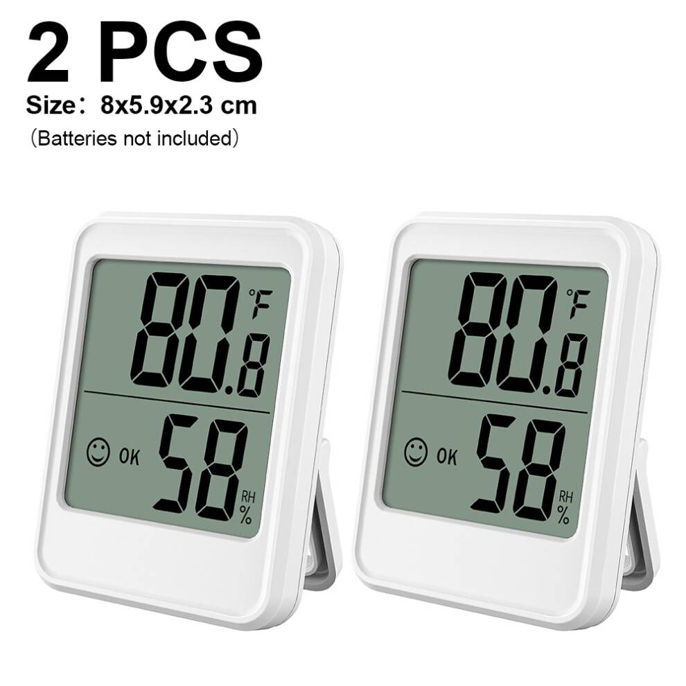 Komfortniveau ansigtsdisplay termometer hygrometer, letlæseligt layout til drivhuse og lagerhuse, ur og kalenderfunktioner inkluderet (2 stk.)