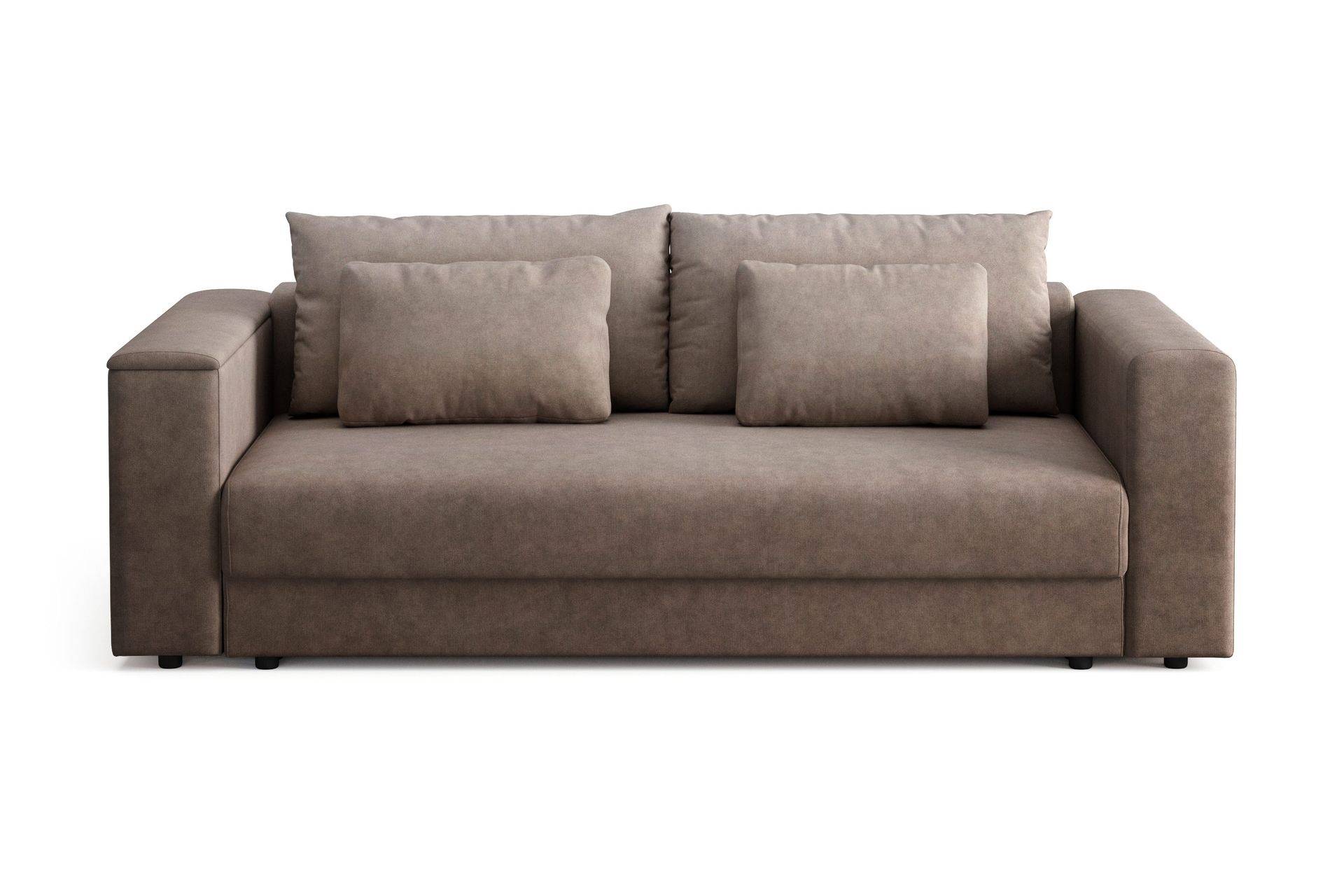 Bergen Extra djup Framåtbäddad 3-sits Bäddsoffa med Bäddmadrass i Polyesterskum Vändbar Sommar- & Vintersida och Tvättbar klädsel - Beige Tyg 3 sits bäddsoffa Brun Andrarum