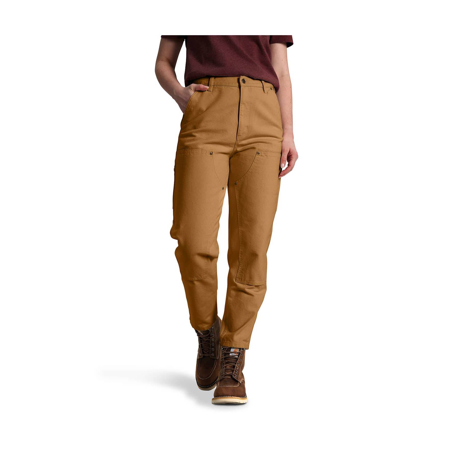 VINTAGE FIT DOUBLE-FRONT CANVAS TROUSERS Brown – Women