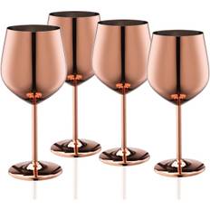 Vinglas sæt af 4, 18oz rustfrit stål vinglas, ubrydelige og bærbare vin glas med stilk til udendørs, rejser, camping og pool