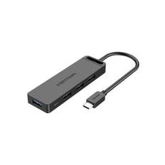 Vention Hub 5in1 with 4 Ports USB 3.0 and USB-C cable 0.5m Black USB Hub - USB 3.0 - 4 porte - Svart