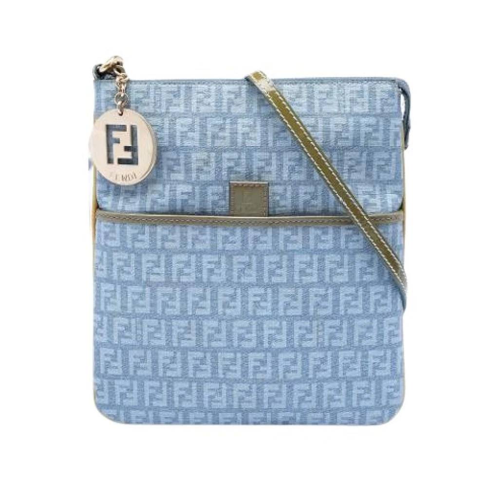 Fendi Vintage Pre-owned Canvas Crossbody Bag - Vintage - Dame - Blå - ONE SIZE - Læder