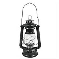 Lampor av paraffin, 24CM Retro fotogenlampa Vintage Metal Storm Lantern Light Hängande Orkan Brinnande Lantern w/Wick for Camping Vandring Backpacking Nödsituation(Black)