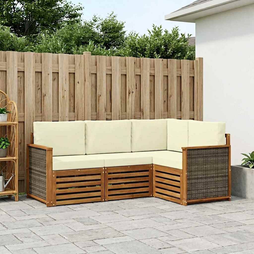 vidaXL Sofasæt med pude 4 pcs Massivt Akacietræ