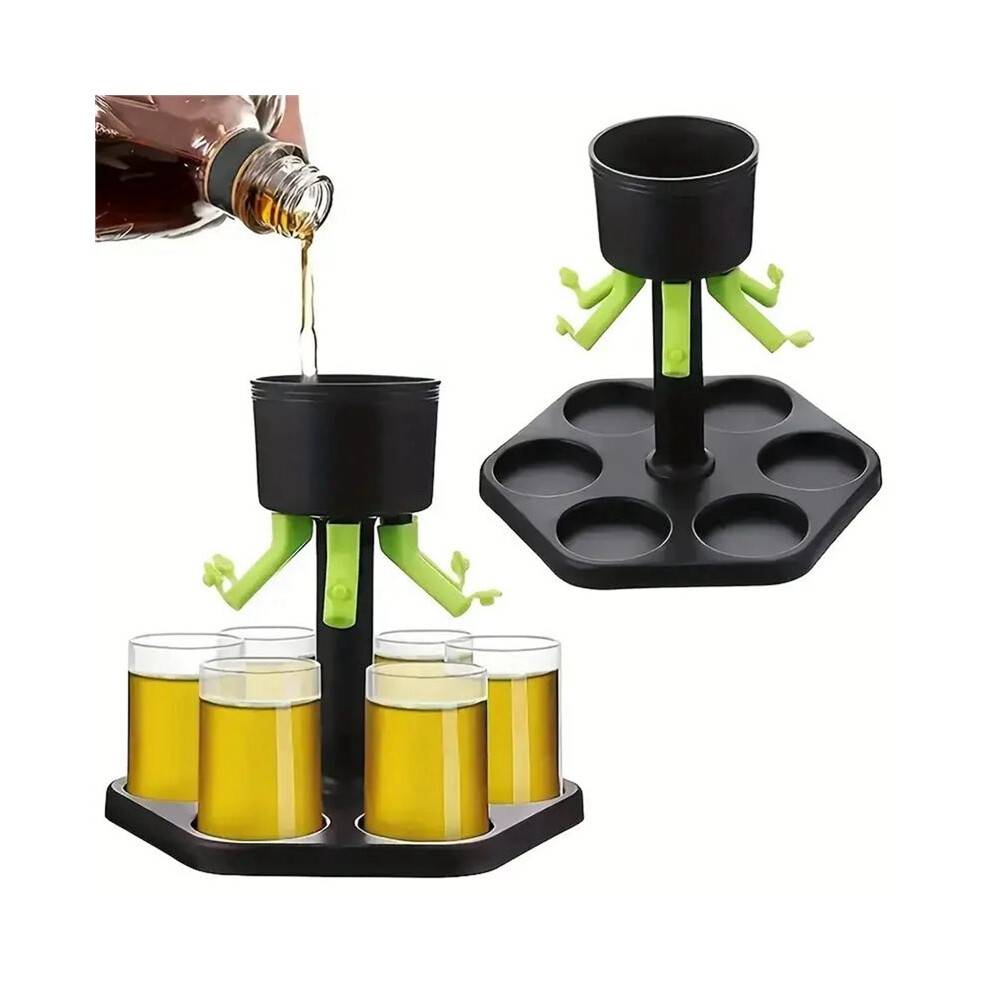1 Set Liquor Dispenser 6 Shot Automatic Glass Wine Whisky Beer Dispenser Holder Drinking Party Bar Wine Separator Glasse