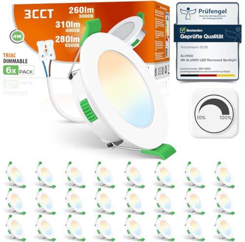 ALUSSO 24 Stück LED Einbaustrahler 230V, 55-68mm IP44 Dimmbar Deckenspots