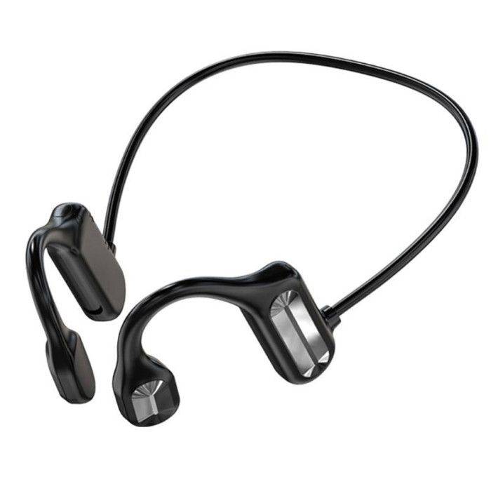Bluetooth 5.2 Bone Conduction Headset Black – Open Ear Earbuds for Music and Calls, Sport Design