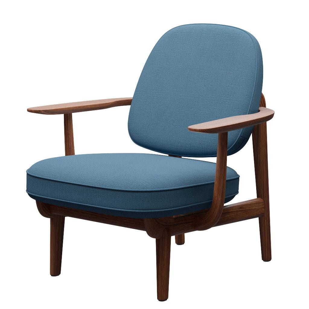 Fred Lænestol, valnødbejdset eg fra Fritz Hansen Christianshavn - 1152 Light Blue - Jacobsen Plus