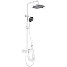 shower head Duschsystem, termostatiskt regnduschsystem, höjdjusterbara vita duschkranarset med badkar och bidéblandare, regnduschhuvud och handdusch shower head